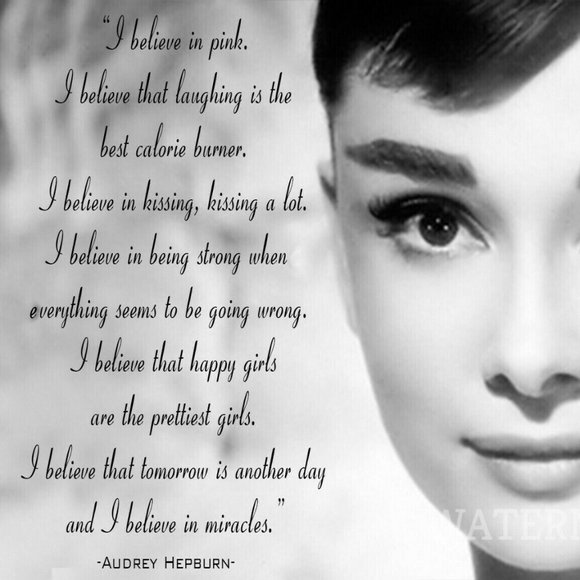 AUDREY HEPBURN BELIEVE IN PINK QUOTE PHOTO 8x10 - Picture 1 of 3